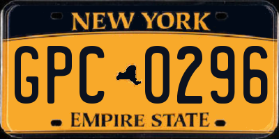 NY license plate GPC0296