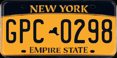 NY license plate GPC0298