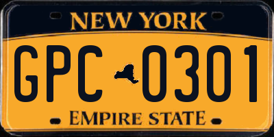 NY license plate GPC0301
