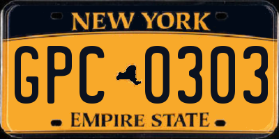 NY license plate GPC0303