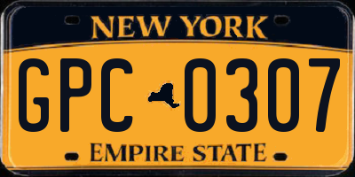 NY license plate GPC0307