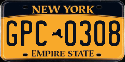 NY license plate GPC0308