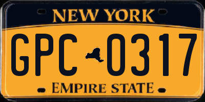 NY license plate GPC0317