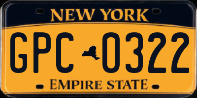 NY license plate GPC0322