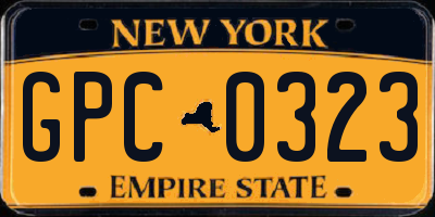 NY license plate GPC0323