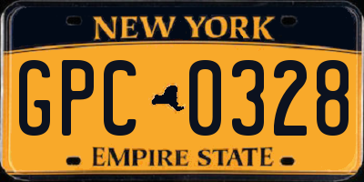 NY license plate GPC0328