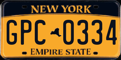 NY license plate GPC0334
