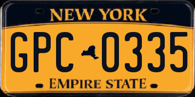 NY license plate GPC0335