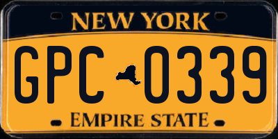 NY license plate GPC0339