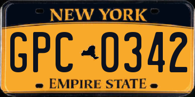NY license plate GPC0342