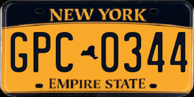 NY license plate GPC0344