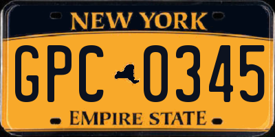 NY license plate GPC0345