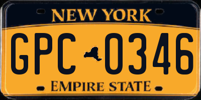NY license plate GPC0346