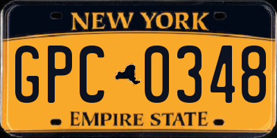 NY license plate GPC0348