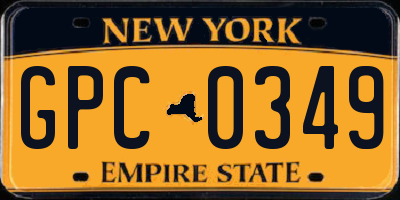 NY license plate GPC0349