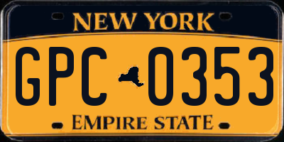 NY license plate GPC0353