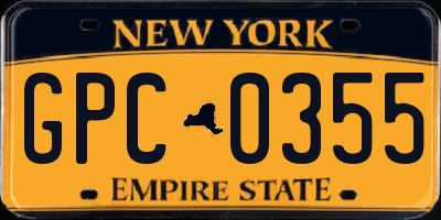 NY license plate GPC0355