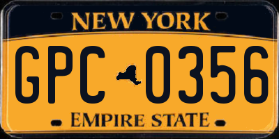 NY license plate GPC0356
