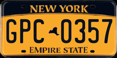 NY license plate GPC0357