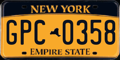 NY license plate GPC0358