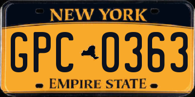 NY license plate GPC0363