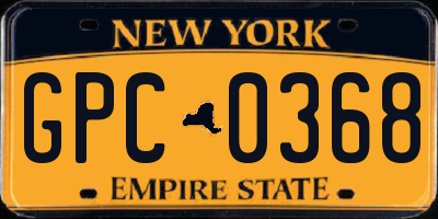 NY license plate GPC0368