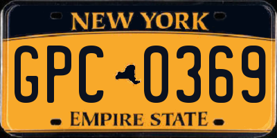 NY license plate GPC0369
