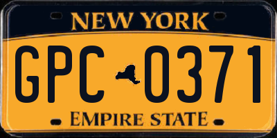 NY license plate GPC0371