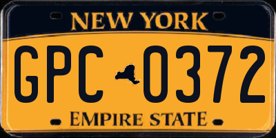 NY license plate GPC0372