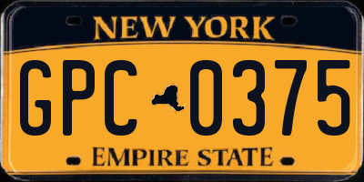 NY license plate GPC0375