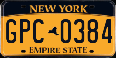 NY license plate GPC0384