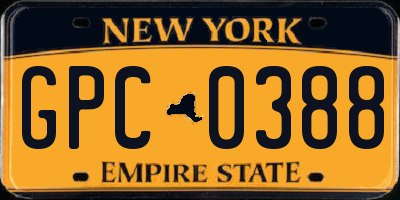 NY license plate GPC0388