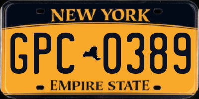 NY license plate GPC0389