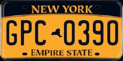NY license plate GPC0390