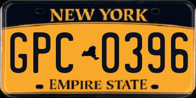 NY license plate GPC0396