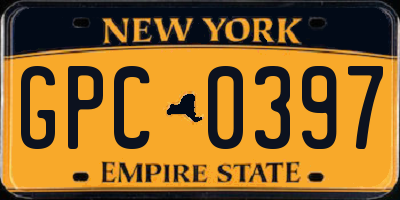 NY license plate GPC0397
