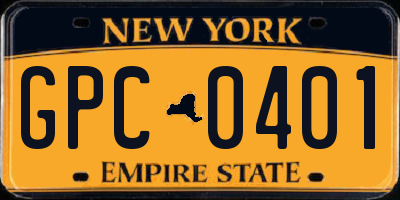 NY license plate GPC0401