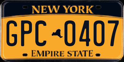 NY license plate GPC0407
