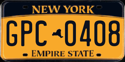 NY license plate GPC0408