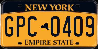NY license plate GPC0409