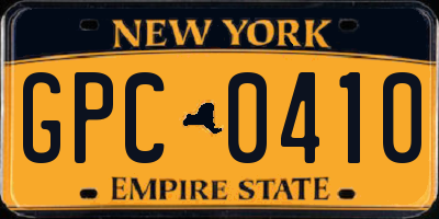 NY license plate GPC0410