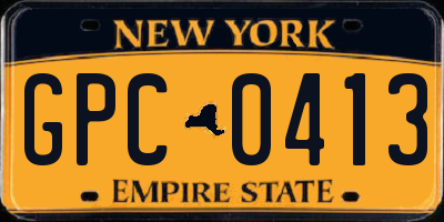 NY license plate GPC0413