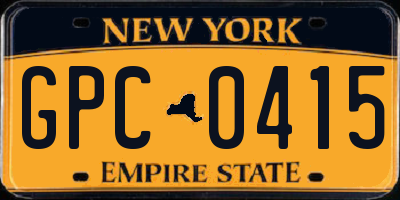 NY license plate GPC0415