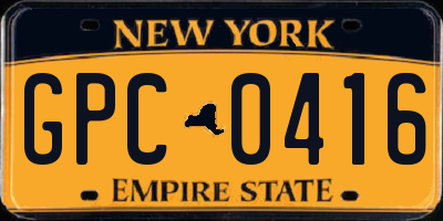 NY license plate GPC0416