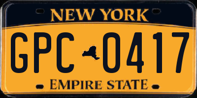 NY license plate GPC0417