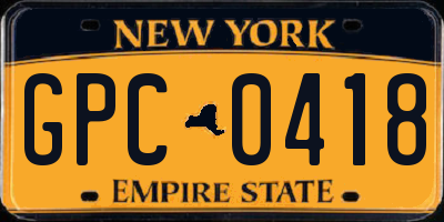 NY license plate GPC0418