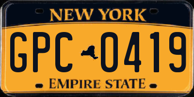 NY license plate GPC0419