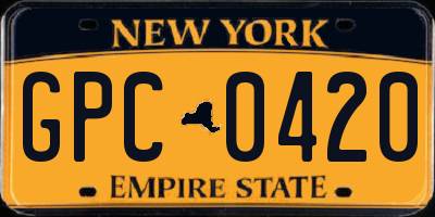 NY license plate GPC0420