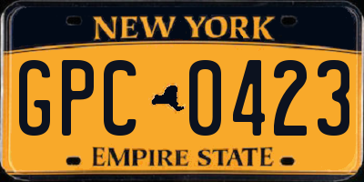 NY license plate GPC0423