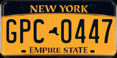 NY license plate GPC0447